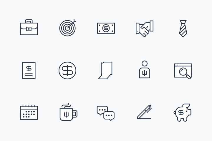 Grid of financial icons 